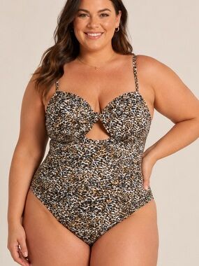 NWT Volcom For Every Body Leopard Print One PC Swimsuit Size 20W Full Coverage